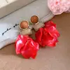 Pendientes colgantes de pétalos redondos y cuadrados de acrílico con aguja de plata transfronterizos europeos y americanos, exagerados y únicos, pendientes versátiles