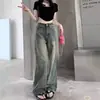 Jeans retro de pierna ancha de alta costura para mujer, nueva tendencia primavera/otoño 2026, cintura alta, adelgazantes, holgados, rectos, largos