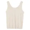 Chaleco tejido minimalista para mujer de lana y seda de morera, capa base versátil para otoño e invierno, cuello en U, top tejido sin mangas adelgazante