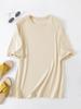 Amazon Estação Independente Spot Cor Pura Solta Camiseta Feminina Moda Ebay Gola Redonda Tamanho Grande Manga Curta Exportação Atacado
