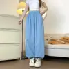 Pantalones deportivos de rayas con puño rosa del mismo estilo que Song Yuqi para mujer, verano 2026, pantalones holgados deportivos casuales finos de secado rápido