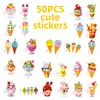 Estilo Nuevo Transfronterizo 50 Lindos Pegatinas Creativas de Graffiti de Helados Antropomórficos para Botellas de Agua y Decoración de Maletas, Pegatinas Impermeables