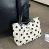 Bolso de Tote Estilo Universitario de Lunares Retro Coreano Transfronterizo para Mujer 2026 Nuevo Moda Versátil Gran Capacidad Bolso de Hombro