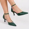 Nuevos Sandalias de Tacón Alto Huecas de Punta Fashionables con Hebilla de Una Línea Estilo Verano 2025 para Mujer