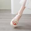Sandalias de Tacón Grueso de Verano 2025 para Mujer, Estilo de Hada con Falda, Sandalias de Perlas con Hebilla de Suela Gruesa