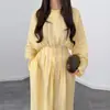 Vestido europeo y americano popular de AliExpress para mujer, plisado, con cintura atada y dobladillo amplio