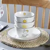 Tigela Quadrada 4,5 Linha Preta Escandinava Tigela de Arroz Louça de Cerâmica Criativa Sobremesa Tigela Pequena para Sopa Processamento Logo Porcelana Preta Porcelana Branca