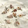 Acessórios de pingente de concha listrada spotted com pino e argola, componentes de colar de concha do mar, materiais para brincos e chaveiros DIY
