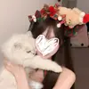 Lindo Oso Navideño Banda para el Cabello Adorno para la Cabeza Lazo Rojo Atmósfera Femenina Disfraz de Vacaciones Cos Accesorios para el Cabello para Fotos