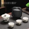 Grasa de Oveja Jade Set de Té para Viaje al Aire Libre Cerámica Una Olla Tres Tazas Taza Rápida para Invitados Bolsa de Almacenamiento Conveniente Traje de Regalo de Acompañamiento
