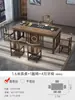 Nuevo Juego de Mesa y Sillas de Té Estilo Chino, Mesa de Té de Oficina de Madera Maciza, Juego para el Hogar, Mesa Pequeña Integrada para Preparar Té en el Balcón