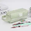 Estuche creativo de doble capa, gran capacidad, bolsa de papelería portátil para estudiantes de primaria, estuche simple de tela Oxford con doble cremallera al por mayor