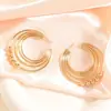 Pendientes Plegables Metálicos Brillantes de Diseño de Moda Transfronterizo Europeo y Americano, Pendientes, Accesorios para Orejas para Mujer, Estilo Retro, Pendientes de Lujo Ligero