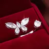 Anillo Ajustable de Apertura Mariposa Simple Lindo Estilo Japonés-Coreano Anillo de Zirconio para Chica Fresca Joyería de Moda Versátil