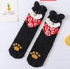 Calcetines Nuevos para Mujer Calcetines de Toalla Terciopelo Coral Cachorro Bordado Dibujo Animado Estilo Étnico Retro Invierno Engrosados Calientes para el Hogar