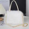 Bolso de piel de zorro sintética, minimalista, para mujer, otoño e invierno, bandolera de felpa con perlas, 24 unidades