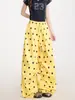 Pantalones de pierna ancha con estampado integral de lunares retro americano para primavera y otoño para mujer, novedad de verano 2026, corte holgado, con caída, largos hasta el suelo, informales