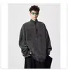 Moletom americano retrô com gola alta e zíper parcial para homens, top casual solto de manga longa para outono e inverno, jaqueta casual da moda
