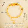 Pulsera de cuentas de oro vietnamita de larga data para la fortuna, brazalete de cuentas de oro valiente, accesorios de moneda roja y verde para mujer, pulsera versátil para bricolaje