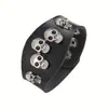 Pulsera ancha de cuero popular europea y americana transfronteriza pulsera de calavera personalidad dominante punk retro hip-hop pulsera joyería al por mayor