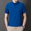 Camisa Polo de Hielo Negro de Secado Rápido para Hombre, Camiseta de Verano Elástica de Manga Corta, Camiseta Deportiva de Nylon sin Costuras con Sensación Fresca de Media Manga