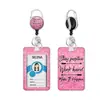 Punto Nuevo Rosa Degradado Hebilla de Fácil Extracción Inglés Trabaja Duro Carrete Retráctil para Insignia Hebilla de Fácil Extracción Set de Tarjetas