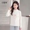 Camada Base Infantil Little Fite Outono Inverno Nova Camiseta Estampa Cartoon Gola Meia-Alta Manga Longa Crianças Maiores Top Espesso Fashion