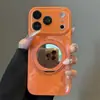 Cristal tipo Hielo Adecuado para iPhone 17 Pro Max Funda Anticaídas para Teléfono con Espejo Giratorio y Soporte Magnético para Serie Apple 16