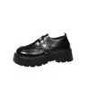 Sapatos de Couro Versáteis Estilo Britânico com Plataforma e Solado Grosso para Mulheres 2026 Primavera Novos Sapatos de Bico Largo Sapatos Mary Jane Mocassins