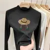 Nueva colección de otoño e invierno: Prenda base para niñas de forro polar, cepillada, de cuello alto medio, camiseta de manga larga para niños, top interior elegante, estilo ins moderno