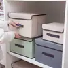 Nueva Caja de Almacenamiento Plegable con Tapa de Patrón Pied de Poule Transfronterizo, Caja de Almacenamiento de Tela para Artículos Varios y Organización de Ropa