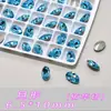 Strass Multicor K9 de Alta Qualidade Azul Lago com Base Pontiaguda, Strass Irregulares Deslumbrantes no Atacado, Strass de Vidro para Nail Art com Base Pontiaguda