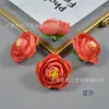 Capullos de Rosa de Seda Artificial con Hojas, Flores de Capullo de Té, Accesorios de Flor para Peineta de Ópera, Arreglo Floral