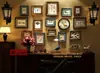 Pared de Fotos de Madera Maciza Sala de Estar Estilo Americano Comedor Pared de Fondo Pared de Fotos Marco de Fotos Lujo Ligero Montado en Pared Set de Marcos de Fotos Vintage
