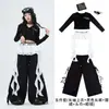 Ropa para niñas de danza jazz, tops de manga larga infantiles modernos y geniales, atuendos de actuación de street dance, ropa elegante de jazz para práctica para niños