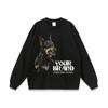 Camiseta de manga corta gruesa con estampado de perro Dubin de American High Street para hombre y mujer, desgastada, holgada, para pareja, de marca de moda