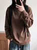 Camiseta Interior Base Blanca de Algodón Amigable con la Piel Holgada Adelgazante para Hombres y Mujeres Ropa Interior de Otoño Top Básico de Canalé de Manga Larga Ajustado