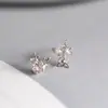Pendientes de botón de plata de ley S925 con forma de alce para mujer, temperamento simple, lindos, pequeños, temperamento Mori, hada fresca, estudiante