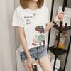 Camiseta de manga corta de verano 2023 para mujer, camiseta básica con cuello redondo y estampado de dibujos animados de estilo coreano para mujer, top de comercio exterior para mujer