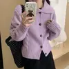 Jaqueta Suéter com Zíper Dongdaemun Coreano para Mulheres, Estilo Coreano de Outono, Cardigan de Tricô Solto e Moderno com Bolsos Versáteis