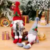 Decoraciones navideñas transfronterizas estilo nórdico, adornos de muñeco sin rostro de Rudolph, figura de Papá Noel tejida con pompón navideño