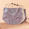 Braguitas de algodón para mujer, transpirables, de cintura media, holgadas, con estampado floral, tallas grandes
