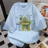Camiseta de Manga Corta con Estampado de Letras Graffiti Nicho Estilo Coreano para Mujer 2025 Verano Ropa de Trabajo Casual Holgada Versátil Top Ins