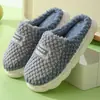 Pantuflas de Algodón con Cuero PU para Hombre, Pantuflas de Interior Cálidas Impermeables con Suela Gruesa para Parejas, Pantuflas de Hogar de Invierno para Mujer, Otoño e Invierno