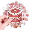 Conjunto Transfronteiriço de 50 Peças de Novos Adesivos Doces de Coelho Morango Rosa Fofos, Adesivos Girly à Prova d'Água, Decalques Kawaii