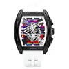 Reloj deportivo de hombre con forma de barril hueco de cuarzo, disponible en stock transfronterizo, con esfera deslumbrante de alta gama y correa de silicona