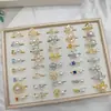 Anillo Abierto de Moda con Perla Natural e Incrustaciones de Diamante para Mujer, Electrochapado en Oro Real, Joyería de Anillo Simple y Versátil al por Mayor