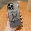 Capa de celular de urso com glitter galvanizado e areia movediça para Apple 15promax quatro cantos anti-queda 14 tendência 12 criativo 11