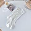 Calcetines de Mujer Estilo Ballet, Algodón Puro, Etiqueta de Tela, Calcetines Caídos a Media Pantorrilla, Calcetines Populares de Moda para Primavera y Otoño, Calcetines Versátiles para Mujer