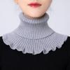 Pañuelo para la cabeza de color sólido para mujer, bufanda de otoño e invierno, versátil, cálida, elástica para el cuello, tejido de punto, cuello falso, cuello
